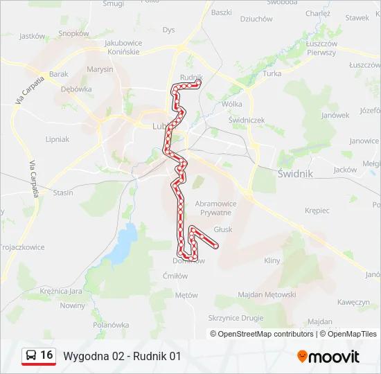 16 Bus Line Map