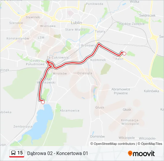 Автобус 15: карта маршрута