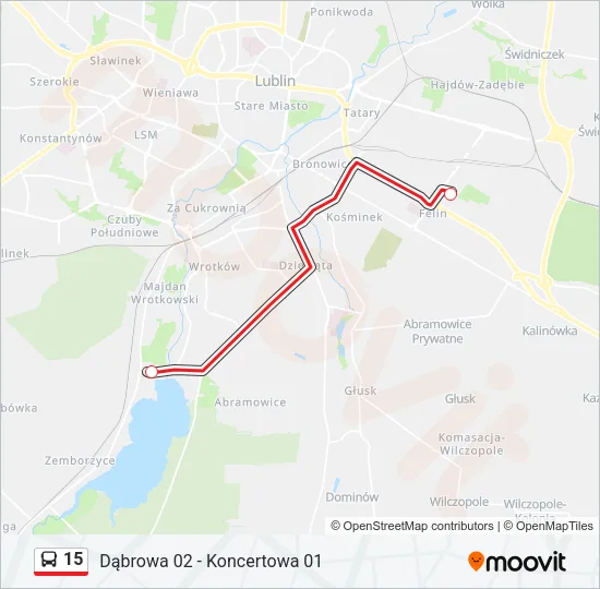 Автобус 15: карта маршрута