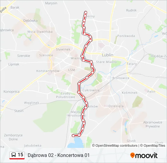 15 Bus Line Map