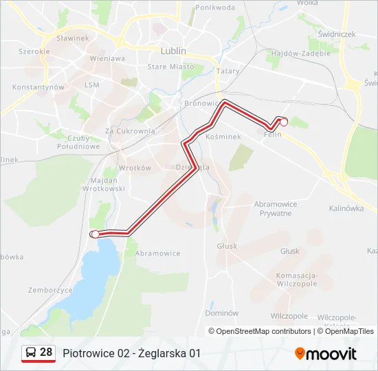 Автобус 28: карта маршрута