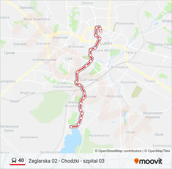 Автобус 40: карта маршрута