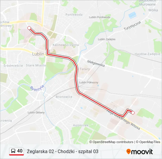Автобус 40: карта маршрута