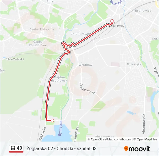 Автобус 40: карта маршрута