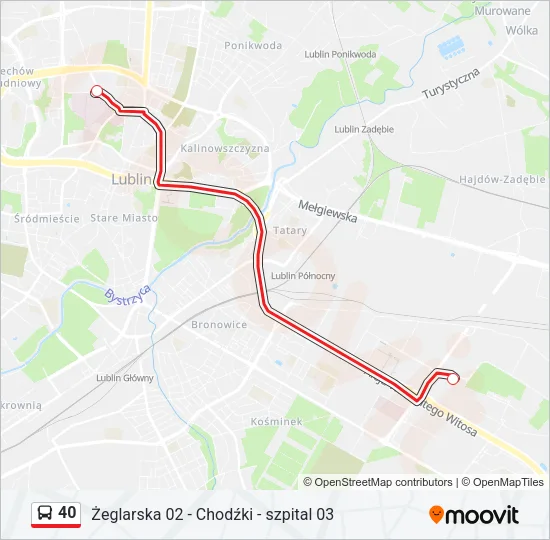 Автобус 40: карта маршрута