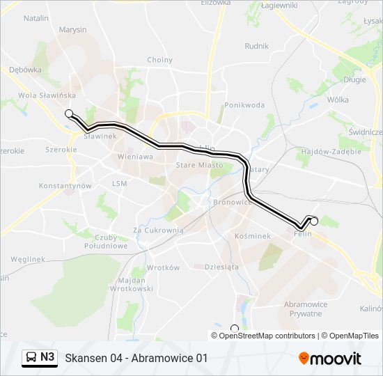 N3 bus Line Map