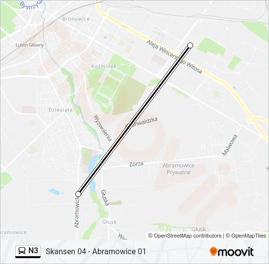 N3 Bus Line Map