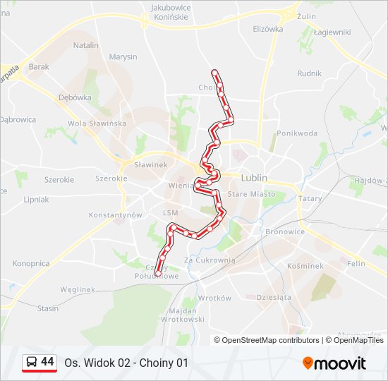 44 bus Line Map