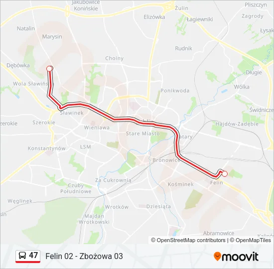 47 Bus Line Map