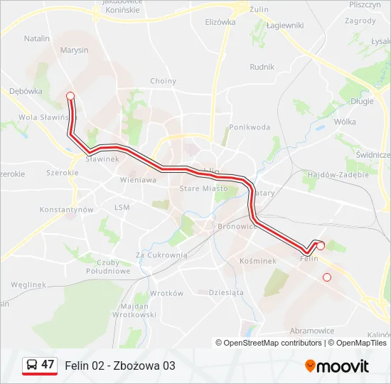 47 Bus Line Map