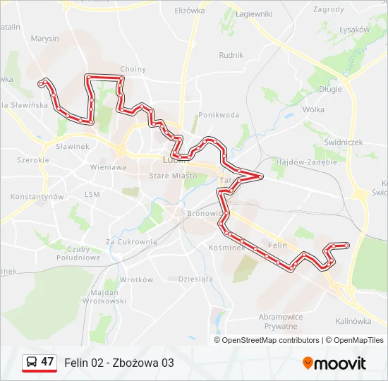47 Bus Line Map
