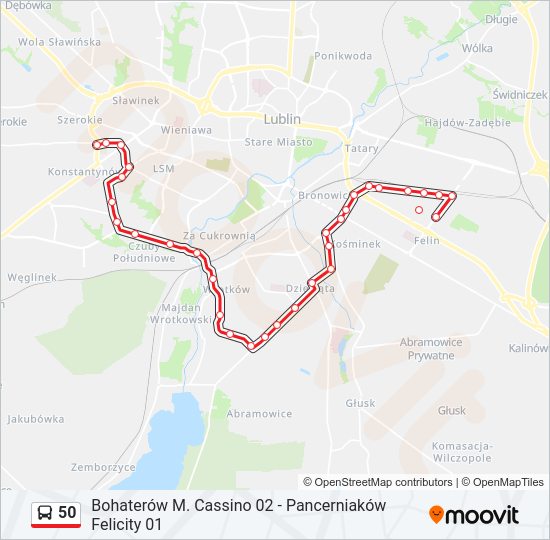 50 bus Line Map