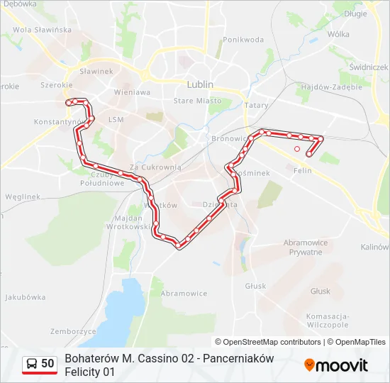 50 Bus Line Map