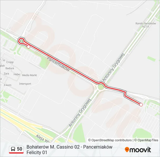 50 Bus Line Map
