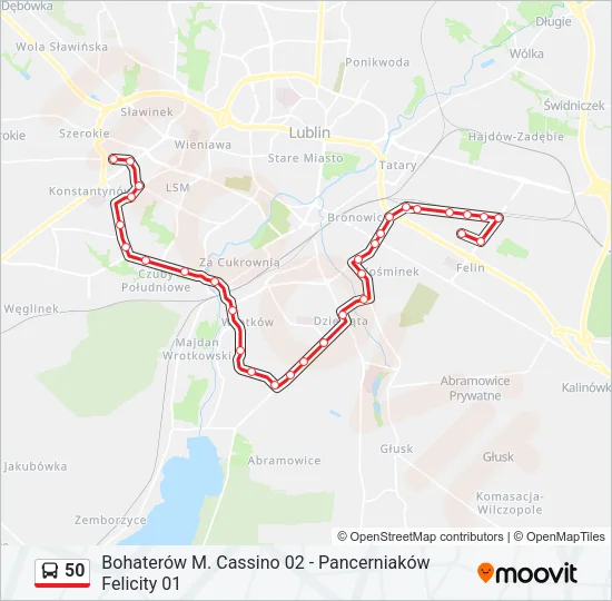 50 Bus Line Map