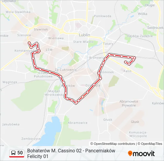 50 Bus Line Map
