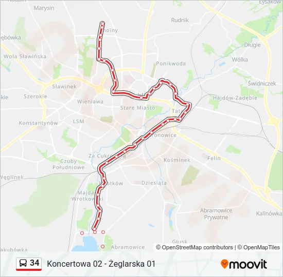 Автобус 34: карта маршрута
