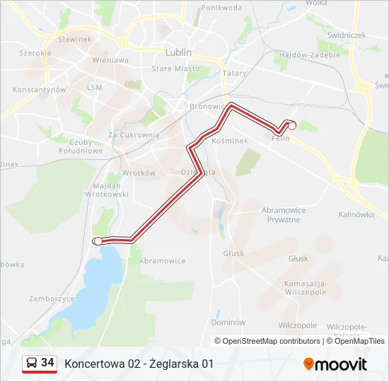 Автобус 34: карта маршрута