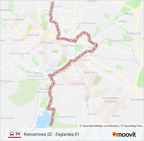 Автобус 34: карта маршрута