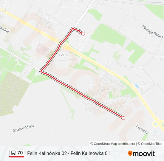 70 Bus Line Map