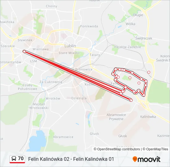 70 Bus Line Map