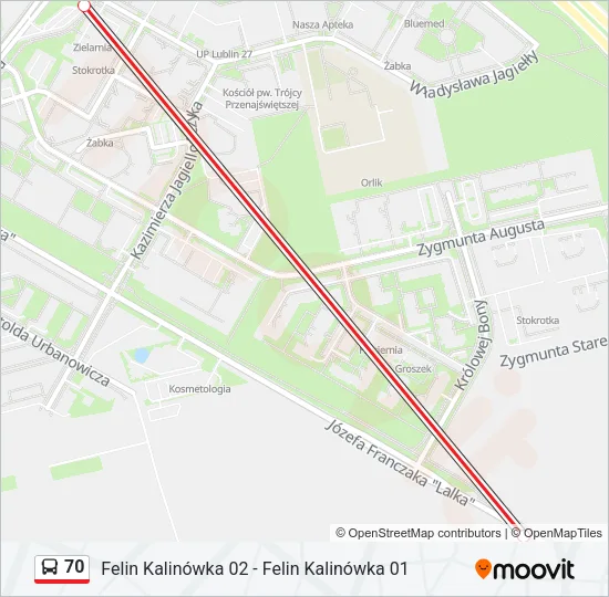 70 Bus Line Map