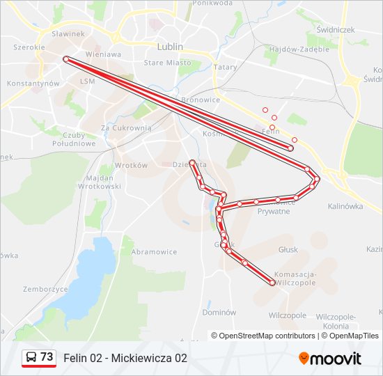 Автобус 73: карта маршрута