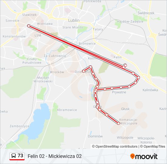 Автобус 73: карта маршрута