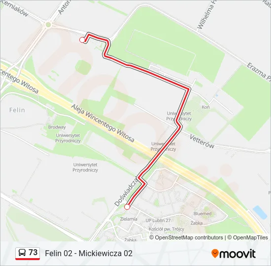 Автобус 73: карта маршрута