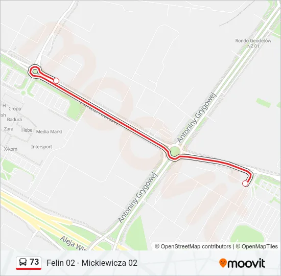 73 Bus Line Map