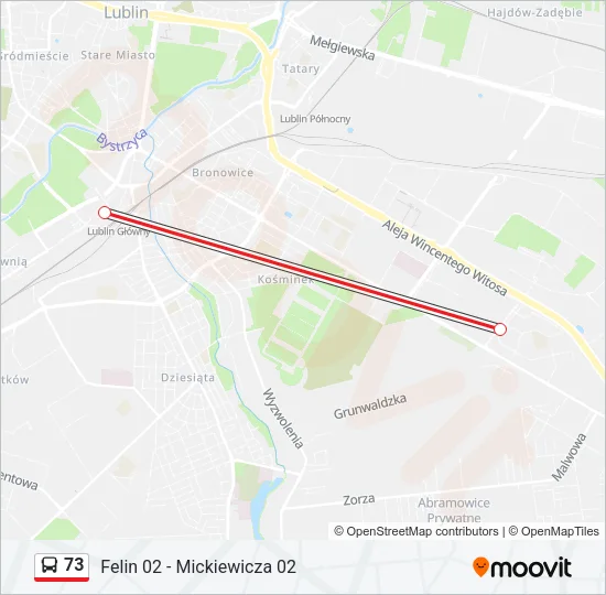 73 Bus Line Map