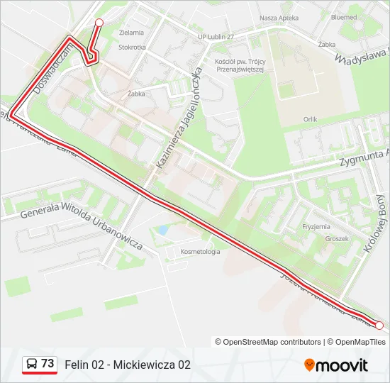 73 Bus Line Map