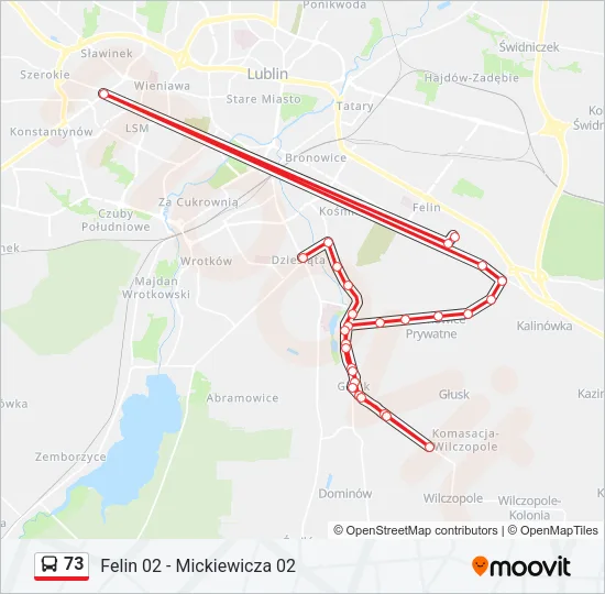 73 Bus Line Map