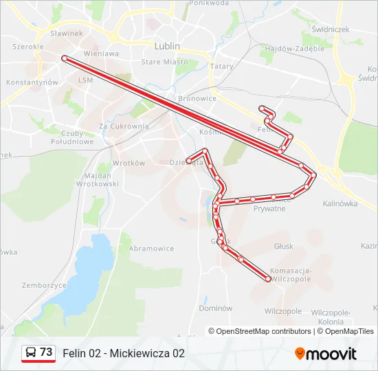 73 Bus Line Map