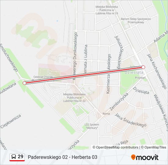 29 bus Line Map