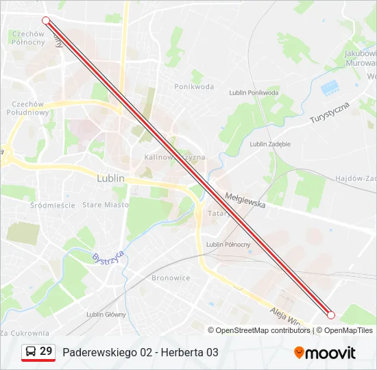 29 Bus Line Map