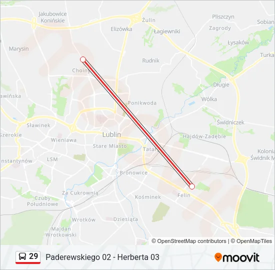 29 Bus Line Map