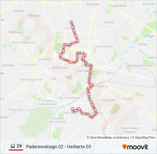 29 Bus Line Map