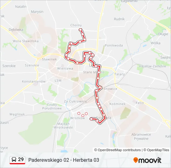 29 Bus Line Map