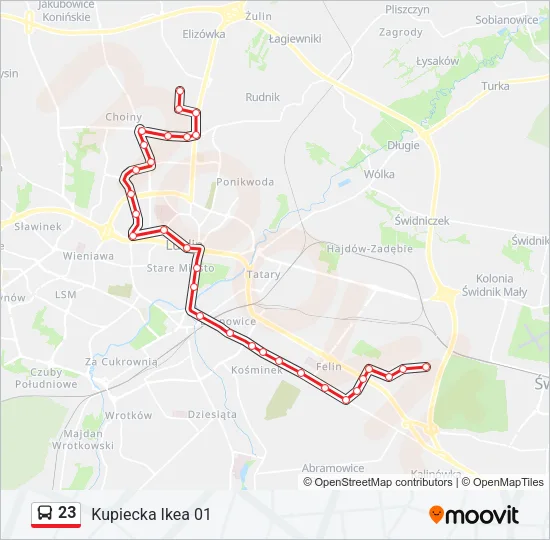 Автобус 23: карта маршрута