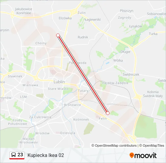 Автобус 23: карта маршрута