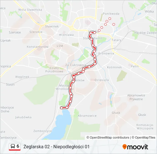 Автобус 6: карта маршрута