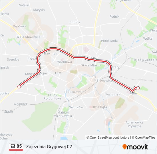 85 bus Line Map