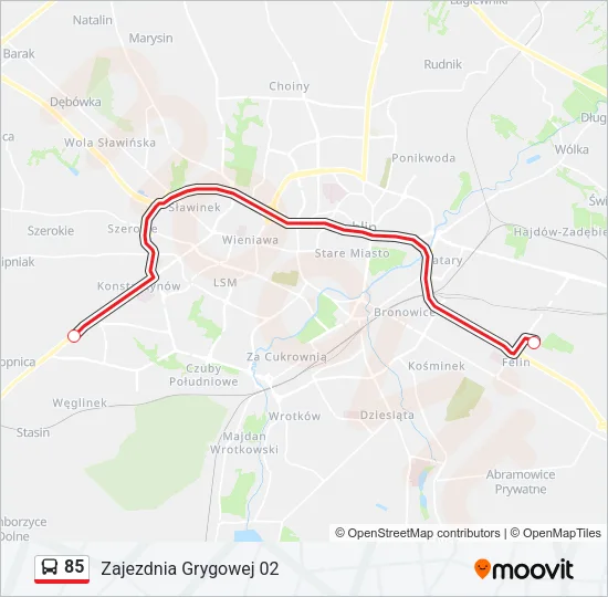 85 Bus Line Map