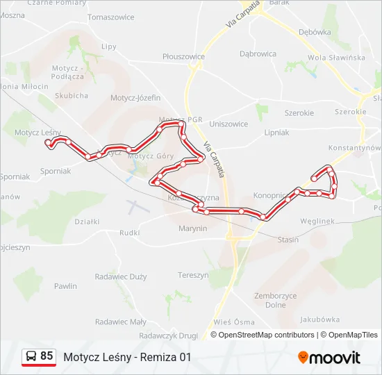 85 Bus Line Map