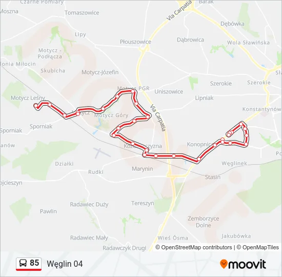 85 Bus Line Map