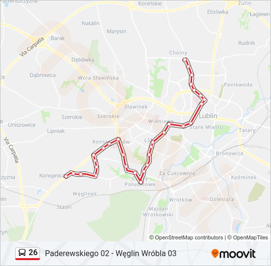 26 bus Line Map