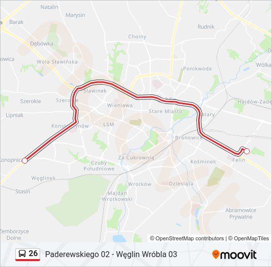 26 bus Line Map