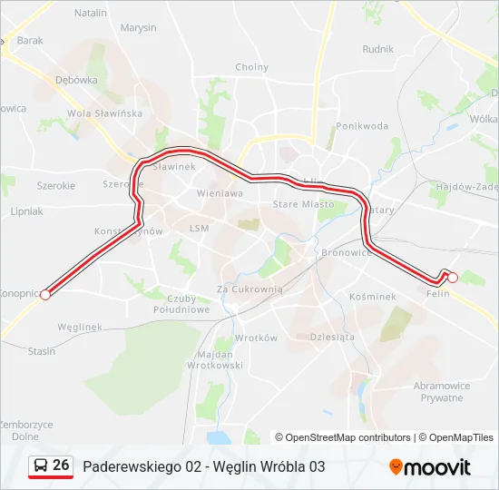 26 Bus Line Map