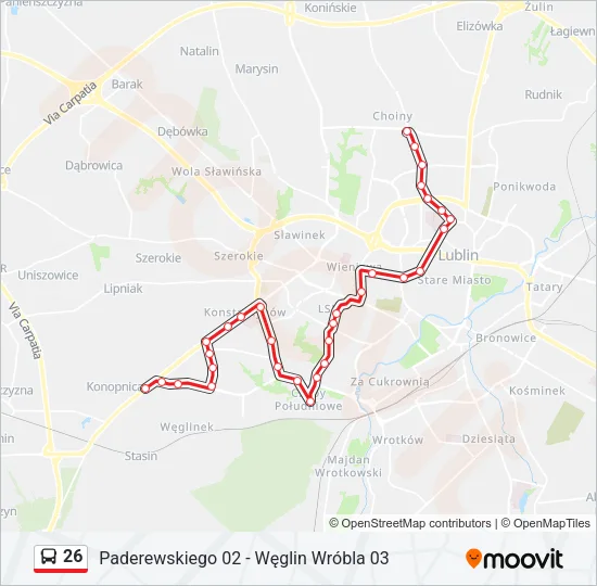 26 Bus Line Map